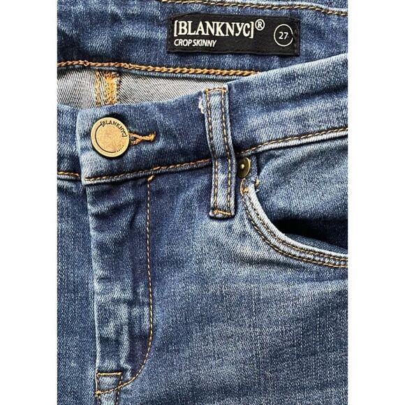 BLANKNYC Distressed Frayed Raw Hem Crop Skinny Jeans, Size 27 - Picture 6 of 14